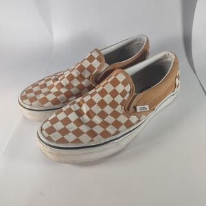 Vans Classic Slip-On Color Theory Checkerboard sneakers in Warm Taupe Brown